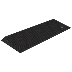 The TRANSITIONS® Angled Entry Mat accommodates doorways, raised landings, and floor offsets to provide a smooth transition. This durable mat is ideal for high-traffic areas and will not buckle under heavy loads. Made from 100% recycled rubber, a naturally slip-resistant material, the mat provides a superior grip for added traction. available at The Comfort Zone Mobility Aids & Spas in Port Alberni, Vancouver Island, BC. Call for information and pricing 250 724 4477 or email info@albernicomfortzone.com